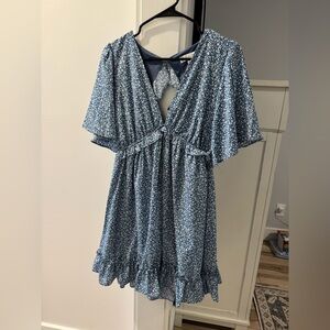 She + Sky Blue and White Floral Dress